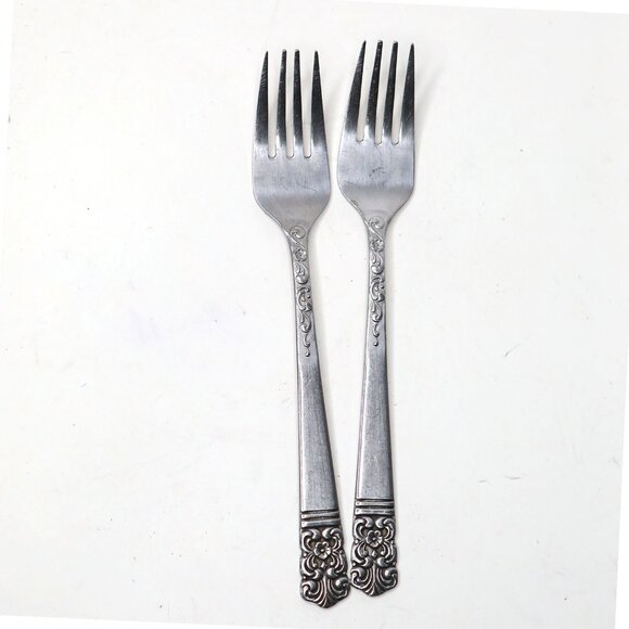 Vintage Ornate Levco Stainless Steel Forks (set of 2) - Japan Floral Cutlery - Picture 1 of 8